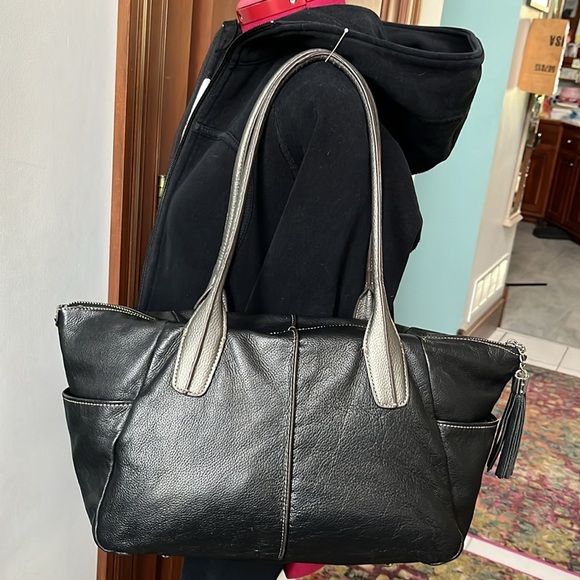 Bordelaise by HOBO shoulder bag Platinum handles/black genuine leather Hobo bag - Picture 3 of 15